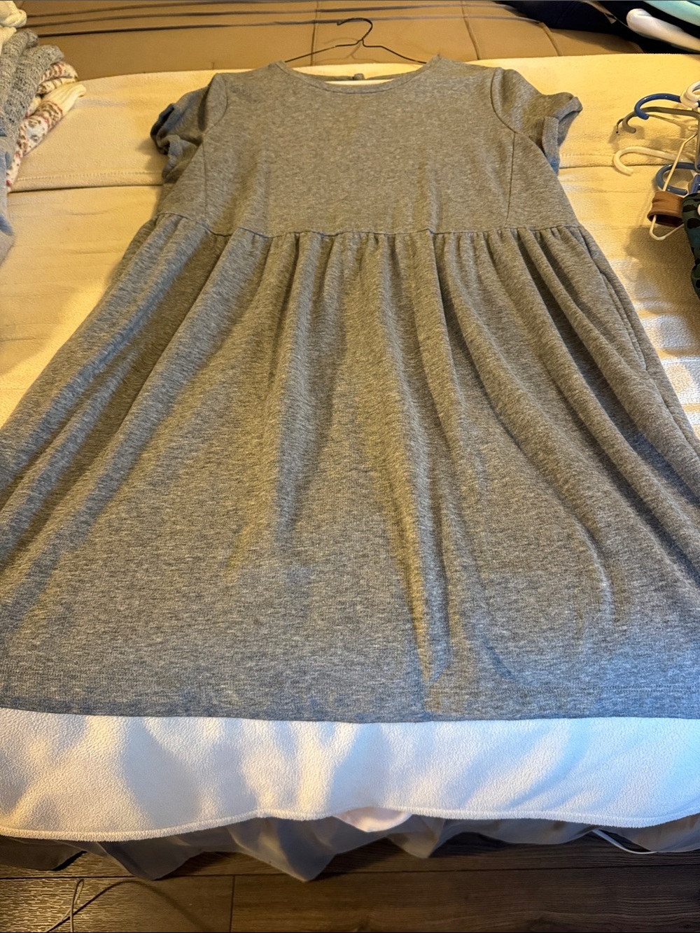 LOFT Gray Mini Dress with Short Sleeves